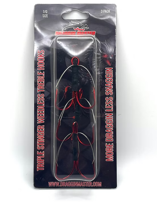 Draggin Master Triple Stinger Weedless Treble Hooks
