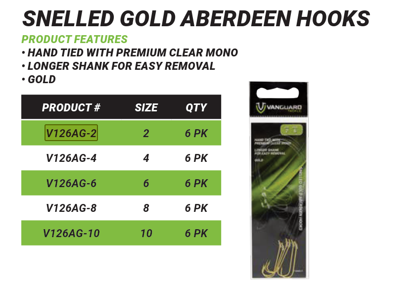 Vanguard Snelled Aberdeen Hooks